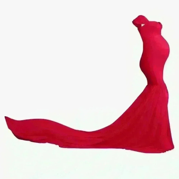 NEW Maternity Dress for Photography Mermaid Off Shoulder Slim Fitted Chiffon - Picture 2 of 7